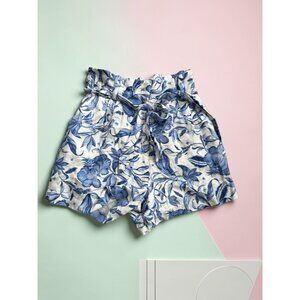 H&M Blue White Floral High Waist Shorts Size 8 NEW NWT